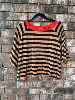 Striped Black and Tan Women's Top
